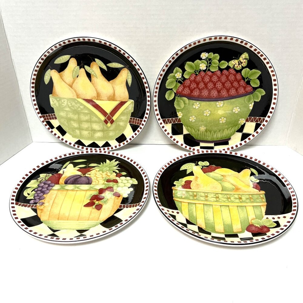 4 Debbie Mumm Salad Plates "Classic Fruit Bowl"
